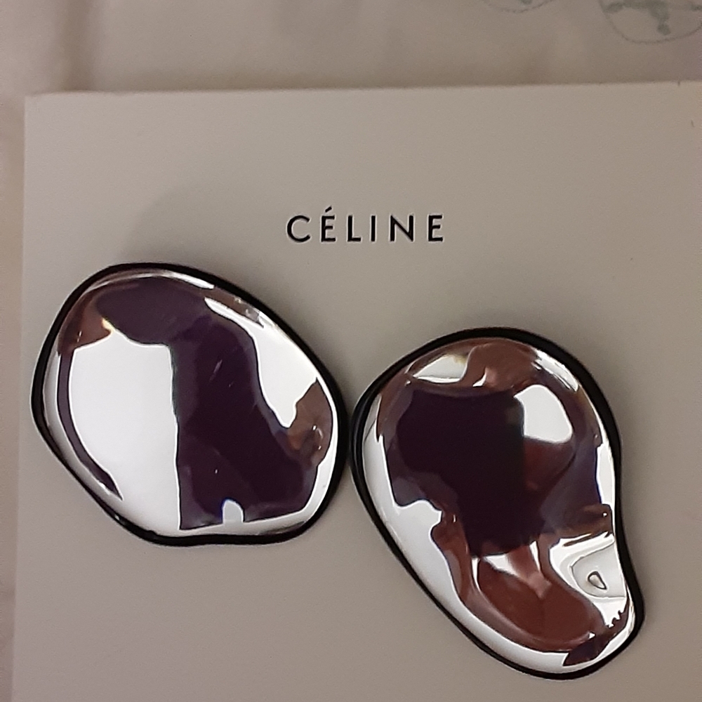 Celine mirror clip earrings